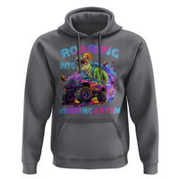 Roaring Into Kindergarten Hoodie Funny Dinosaur Monster Truck Back To School - Wonder Print Shop