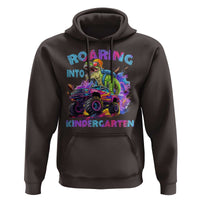 Roaring Into Kindergarten Hoodie Funny Dinosaur Monster Truck Back To School - Wonder Print Shop