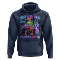 Roaring Into Kindergarten Hoodie Funny Dinosaur Monster Truck Back To School - Wonder Print Shop