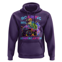 Roaring Into Kindergarten Hoodie Funny Dinosaur Monster Truck Back To School - Wonder Print Shop