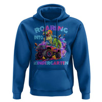 Roaring Into Kindergarten Hoodie Funny Dinosaur Monster Truck Back To School - Wonder Print Shop