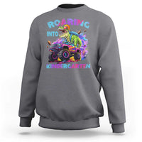 Roaring Into Kindergarten Sweatshirt Funny Dinosaur Monster Truck Back To School - Wonder Print Shop