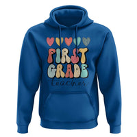 First Grade Teacher Leopard Heart Retro Groovy Hoodie - Wonder Print Shop