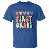 First Grade Teacher Leopard Heart Retro Groovy T Shirt - Wonder Print Shop