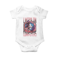 Funny Programmer Baby Onesie I Work On Computers Japan Anime Cat