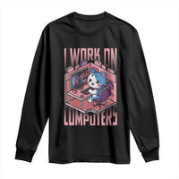 Funny Programmer Long Sleeve Shirt I Work On Computers Japan Anime Cat