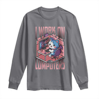 Funny Programmer Long Sleeve Shirt I Work On Computers Japan Anime Cat
