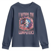 Funny Programmer Youth Sweatshirt I Work On Computers Japan Anime Cat