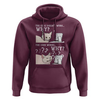 Funny Coder Hoodie The Code Doesn't Work Why Cat Meme