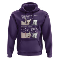 Funny Coder Hoodie The Code Doesn't Work Why Cat Meme