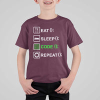 Funny Coder T Shirt For Kid Eat Sleep Code Repeat