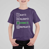 Funny Coder T Shirt For Kid Eat Sleep Code Repeat