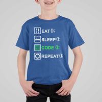 Funny Coder T Shirt For Kid Eat Sleep Code Repeat