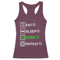 Funny Coder Racerback Tank Top Eat Sleep Code Repeat