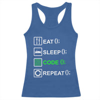Funny Coder Racerback Tank Top Eat Sleep Code Repeat