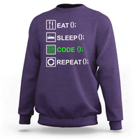 Funny Coder Sweatshirt Eat Sleep Code Repeat