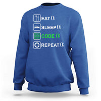 Funny Coder Sweatshirt Eat Sleep Code Repeat