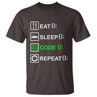 Funny Coder T Shirt Eat Sleep Code Repeat