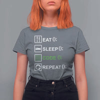 Funny Coder T Shirt For Women Eat Sleep Code Repeat
