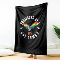 Funny Halloween LGBT Throw Blanket Possessed By Gay Demon Rainbow Bat - Wonder Print Shop