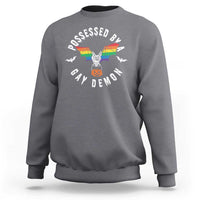 Funny Halloween LGBT Sweatshirt Possessed By Gay Demon Rainbow Bat - Wonder Print Shop