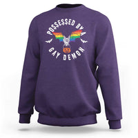 Funny Halloween LGBT Sweatshirt Possessed By Gay Demon Rainbow Bat - Wonder Print Shop