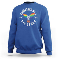 Funny Halloween LGBT Sweatshirt Possessed By Gay Demon Rainbow Bat - Wonder Print Shop