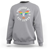 Funny Halloween LGBT Sweatshirt Possessed By Gay Demon Rainbow Bat - Wonder Print Shop