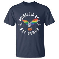 Funny Halloween LGBT T Shirt Possessed By Gay Demon Rainbow Bat - Wonder Print Shop