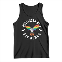 Funny Halloween LGBT Tank Top Possessed By Gay Demon Rainbow Bat