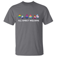 Funny Halloween T Shirt All Ghost Welcome Cute Ghost Rainbow - Wonder Print Shop