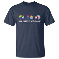 Funny Halloween T Shirt All Ghost Welcome Cute Ghost Rainbow - Wonder Print Shop