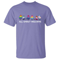 Funny Halloween T Shirt All Ghost Welcome Cute Ghost Rainbow - Wonder Print Shop