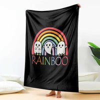 Funny Halloween Throw Blanket Rainboo Cute Ghost Rainbow - Wonder Print Shop