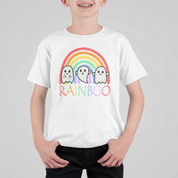 Funny Halloween T Shirt For Kid Rainboo Cute Ghost Rainbow - Wonder Print Shop