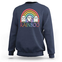 Funny Halloween Sweatshirt Rainboo Cute Ghost Rainbow - Wonder Print Shop