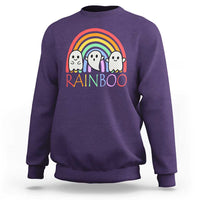 Funny Halloween Sweatshirt Rainboo Cute Ghost Rainbow - Wonder Print Shop