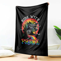 Funny Halloween LGBT Throw Blanket Ride With Pride Witch Rainbow Spooky And Pride - Wonder Print Shop