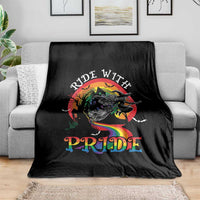 Funny Halloween LGBT Throw Blanket Ride With Pride Witch Rainbow Spooky And Pride - Wonder Print Shop