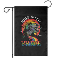 Funny Halloween LGBT Garden Flag Ride With Pride Witch Rainbow Spooky And Pride - Wonder Print Shop