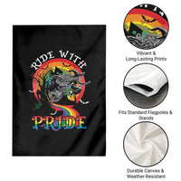 Funny Halloween LGBT Garden Flag Ride With Pride Witch Rainbow Spooky And Pride - Wonder Print Shop