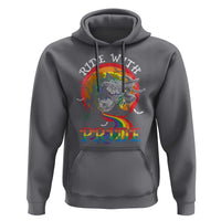 Funny Halloween LGBT Hoodie Ride With Pride Witch Rainbow Spooky And Pride
