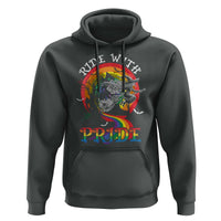Funny Halloween LGBT Hoodie Ride With Pride Witch Rainbow Spooky And Pride