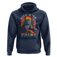 Funny Halloween LGBT Hoodie Ride With Pride Witch Rainbow Spooky And Pride