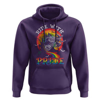 Funny Halloween LGBT Hoodie Ride With Pride Witch Rainbow Spooky And Pride