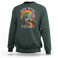 Funny Halloween LGBT Sweatshirt Ride With Pride Witch Rainbow Spooky And Pride - Wonder Print Shop