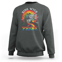 Funny Halloween LGBT Sweatshirt Ride With Pride Witch Rainbow Spooky And Pride - Wonder Print Shop