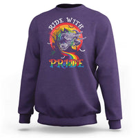 Funny Halloween LGBT Sweatshirt Ride With Pride Witch Rainbow Spooky And Pride - Wonder Print Shop
