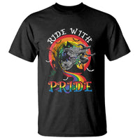 Funny Halloween LGBT T Shirt Ride With Pride Witch Rainbow Spooky And Pride - Wonder Print Shop