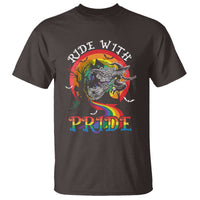 Funny Halloween LGBT T Shirt Ride With Pride Witch Rainbow Spooky And Pride - Wonder Print Shop
